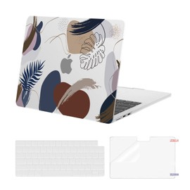 MOSISO Funda Compatible con MacBook Air 13.6 Pulgadas 2022-2025 M4 A3240 M3 A3113 M2 A2681 Touch ID,Carcasa Rígida de Plástico Tropical Planta&Cubierta de Teclado&Protector de Pantalla, Transparente