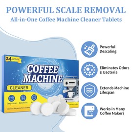 Pakimi Coffee Maker Cleaner Descaler Tablets, 24 Counts Machine Cleaning Tabs, Works With Multi-cup And Single-serve Brewers, Suitable For Descale Automatic Coffee Pots, Restore Barista Grade Taste