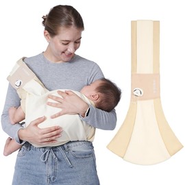 Baby Sling Carrier 8-30 lbs, Newborn Nursing, Toddler Carrier with Safety Buckle, Knob Tech Baby Closer, Adjustable Shoulder Strap, Portable and Lightweight (Beige)