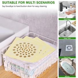 Filtro de drenaje de piso desechable, prevención de insectos, moho y bloqueos, calcomanías adhesivas de tela no tejida, tina, lavadero, cocina, baño, fregadero (100, blanco, nueva edición10 x 10 cm)