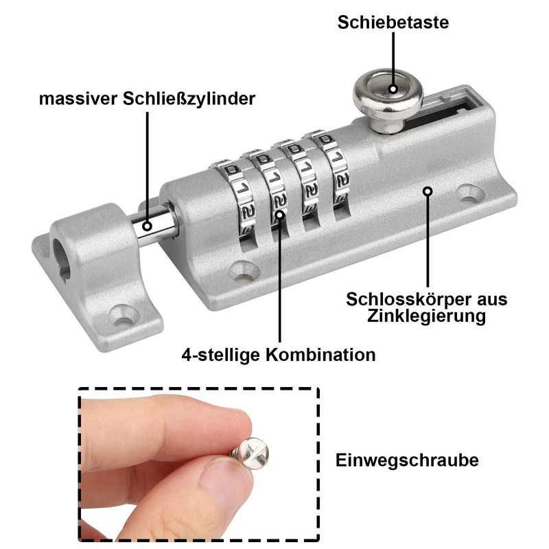 Gate Latch with Combination Lock, [Weatherproof] Spopal 120 mm 4-Digit