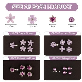 BelleVive 20pcs Purple Flower Rhinestone Mini Hair Clips Cute Hairpins Decorations Hair Clips Prom Hair Clips Hair Clips Rapunzel Hair Accessories