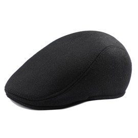 Comilaka Men's Beret Cap Gatsby Flat Cap Newsboy Flat Cap Driving Cabbie Men's Hat, black