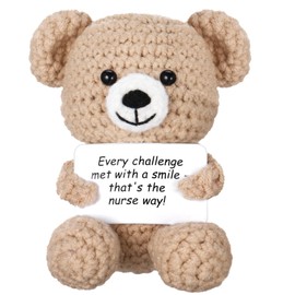 Daifunli Nurses Graduation Gifts Positive Crochet Animal for Nurse Gifts Mini Crochet Bear Funny Positive Bear Emotional Cheer Support Animal for Nurse Ornaments Inspirational Emotional Cute Animals