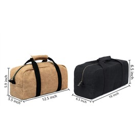 Tool Bag, Durable 16 OZ Waxed Canvas Multi-Purpose Waterpoof Tool Organizer Bags, Garden Tote Bag 12.5" X 5.5" X 5.9" (Khaki)