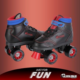 Chicago Sidewalk Roller Skates – Durable, Top Performance Indoor/Outdoor Use Skate Shoes for Girls & Boys, High-Top Boot Safety Youth Quad Skates, 60mm PU Wheels, Adjustable Chassis & Trucks