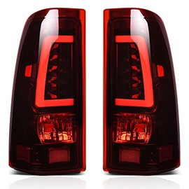 LEDKINGDOMUS Tail Lights Assembly Compatible with 2003-2006 Chevy Silverado 1500/1500HD/2500/2500HD, 2004-2006 Chevy Silverado 3500, Red Clear Lens LED Taillights Replacement