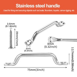 KEQAR Pack of 6 Stainless Steel Handle, Mounting Hooks, Marine Hardware Yacht Handle, Stainless Steel Yacht Bug Handle
