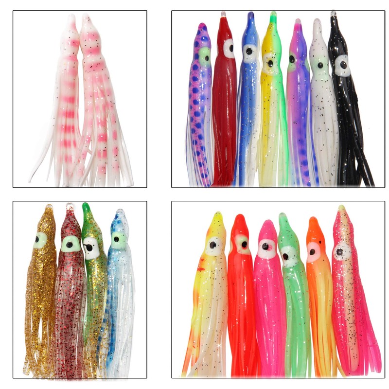 50PCS/100PCS Soft Plastic Octopus Fishing Lures Squid Skirts Jig Lure