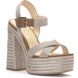 Jessica Simpson Women's Brycen Platform High Heel Sandal Wedge, Platino, 9.5