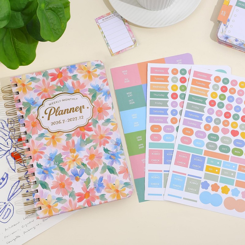 Planner 2026-2027, Floral 18 Months Academic Daily Weekly Monthly Planner