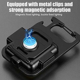 2 piezas Mini Antorcha LED COB, Linterna LED Recargable IPX4 Impermeable Mini llavero Luz Pequeña luz portátil con soporte e magnético para acampar,  