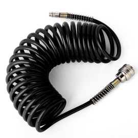 ERGAOBOY 1Pcs 8mm Polyurethane Air Compressor Hose, 5m Black Retractable Hose, Quick Coupler