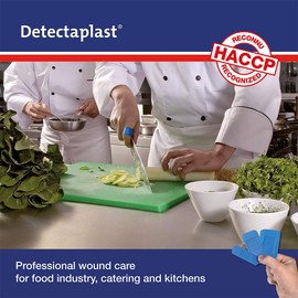 Detectaplast Waterproof Universal Blue Plasters for Handling Food, Detectable Plasters for First Aid Kits in Catering, 38 x 38 mm, Pack of 100