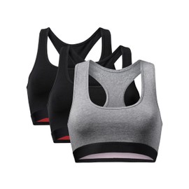 Danish Endurance Women's Cotton Bralette Bra, Soft Organic Cotton, Pack of 1 and 3, Non-Wired, Comfortable, Supportive - Multicoloured (2 x black, 1 x dark grey), size: m