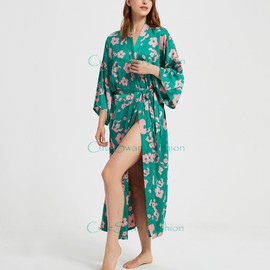 Ladies Kimono Dressing Gowns Floral Kimono Robe Printed Cardigan for Women Wedding Bonding Party Pyjamas