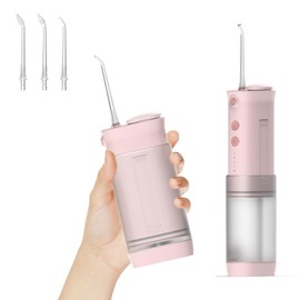 ISMATE Smart Dental Portable Electric Water Jet Flosser Dental Mini Oral Irrigator for Teeth Clean Travel Friendly Mini IPX7 Water proof (Pink)