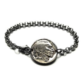 USA 5 Cent Buffalo Indian Head Chief Iron Tail Native American coin bracelet Oglala Sioux chief Lakota Two Moons Cheyenne Big Tree Kiowa bison Navajo Cherokee Chippewa Choctaw Apache b000085