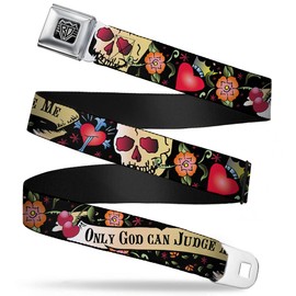 Buckle-Down Seatbelt Belt - Only God Can Judge Me Black - 1.5" Wide - 24-38 Inches in Length