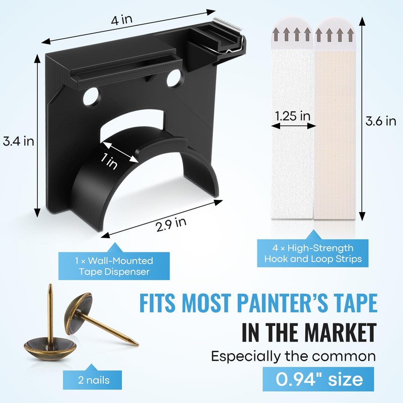 Kitchen Tape Dispenser for Labeling, Fits 0.94" Painter's Tape (3"