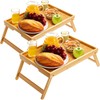 Pipishell Bamboo Bed Breakfast Tray with Foldable Legs, Handles, Ideal