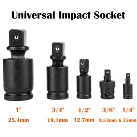 Deep Impact Socket 1/4'' Adapter Swivel Wobble Universal Joint Impact Socket - Metric, 1Pcs