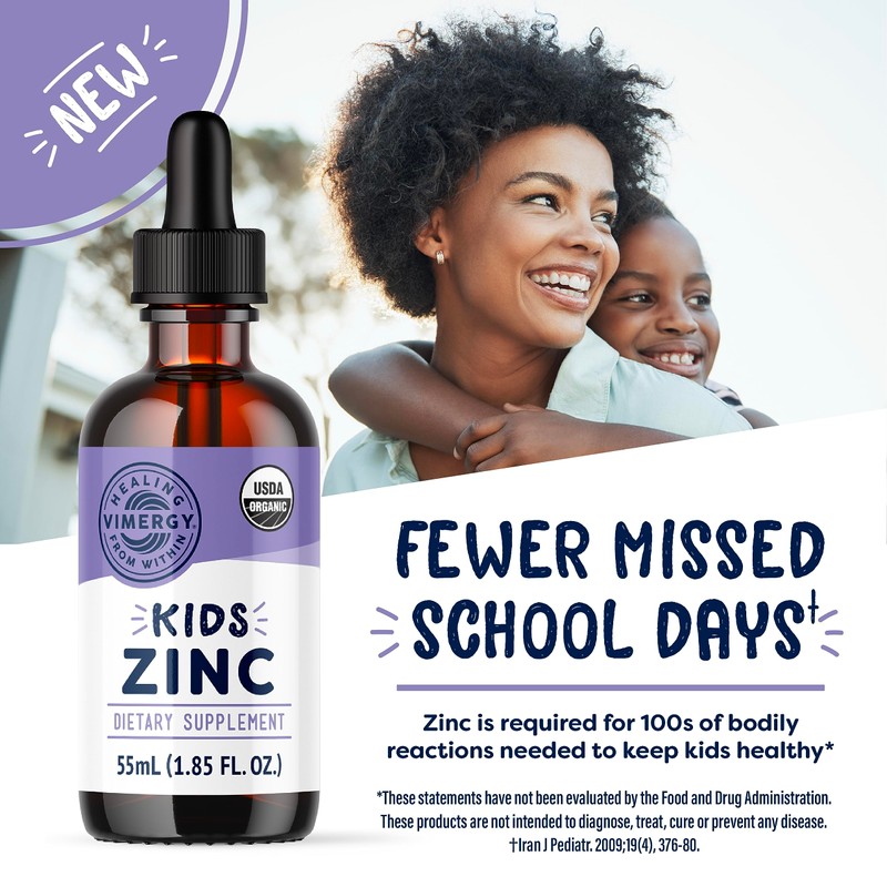 Vimergy Organic Kids Zinc Sulfate – Ages 1-18- Liquid Minerals