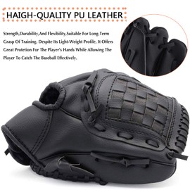 Lismyakey Baseball Gloves Sports Baseball and Softball Glove - Outdoor Sports Left Hand Baseball Glove PU Leather Thickening Pitcher Softball Gloves (11.5inch, Black)
