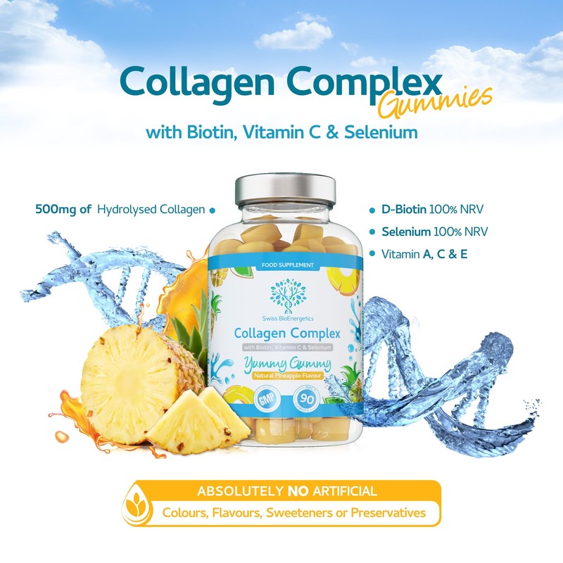 Collagen Complex - 90 Natural Pineapple Flavour Chewable Yummy Gummies