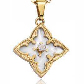 ONERVA 18K Gold Plated CZ Pendant Clover Necklace I Dainty Clover Necklaces For Women I Valentines Gift I Anniversary I Wedding I Occasion I Daily Wear