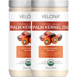 velona USDA Certified Organic Palm Kernel Oil - 64 Fl Oz | 100% Pure and Natural Carrier Oil | Refined, Cold Pressed
