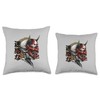Skeleton with Hannya mask demon Traditional graphics Throw Pillow