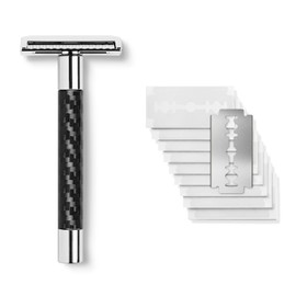 Störtebekker® Premium Safety Razor 'Solingen' Carbon – Includes Shaving Guide [+ 10 Störtebekker Blades] – Gift Idea – Premium Quality Stainless Steel Wet Razor Set – Made in Germany