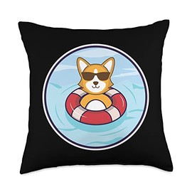 Corgi Lover Tshirt Pembroke Welsh Corgi Owner Pool Party Throw Pillow
