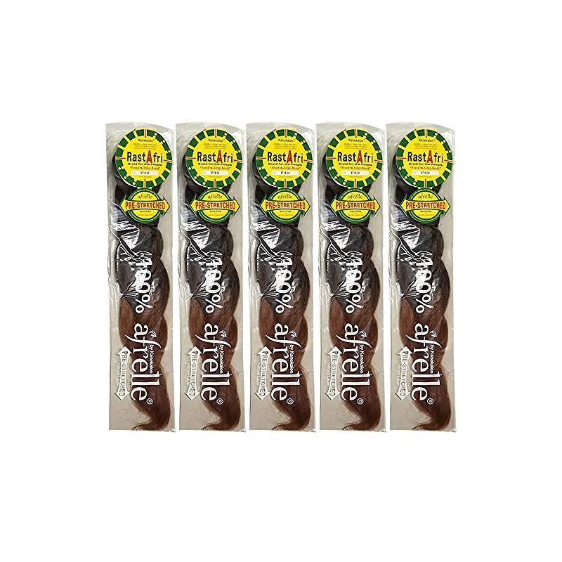 RastAfri Pre-Stretched Silky Braiding Hair (5 Single Packs, #BT 1B/30)