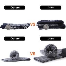 2 Pack 80% Merino Mens Wool Socks , Winter Warm Thermal Socks for Men Cold Weather