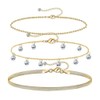 FFWTPY 3 PCS Ankle Bracelets for Women 14K Gold Plated