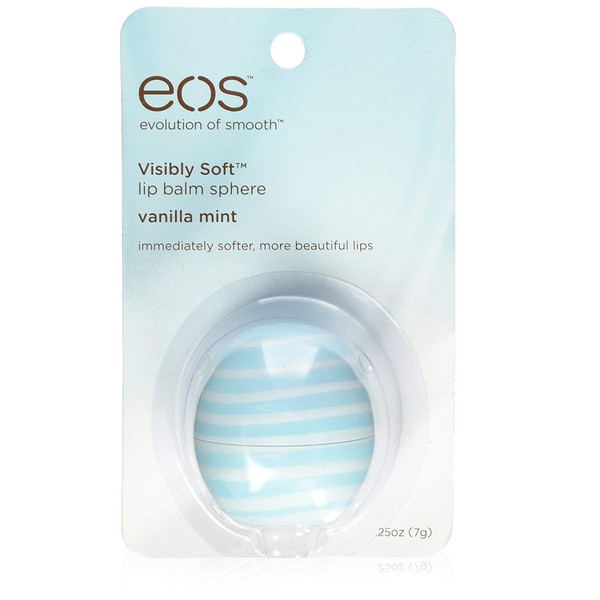 EOS Visibly Soft Lip Balm Sphere, Vanilla Mint 0.25 oz (Pack of 4)