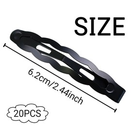 Hair Clips Girls Pack of 20 6.2 cm Large Snap Hair Clips Hair Clips Metal Hair Clips Black Hair Clips Hair Accessories Hair Clip for Girls, Men and Women, Wave Shape