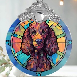 Jocidea Christmas Ornament, Poodle Christmas Decor, Poodle Ornaments for Christmas Tree, Stained Glass Ornament, Poodle Gifts, Holiday Decorations and Xmas Gifts Ideas