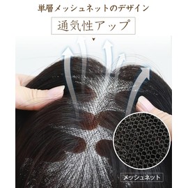 HIYE Partial Wig, 100% Human Hair, Fully Hand Planted, Natural, Breathable, Lightweight, Lash Net, Hairpiece, Hairpiece, Whorl, Women's, Medical Use, Realistic Parting, Point Wig, Gray Hidden, Top