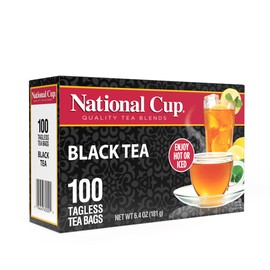 National Cup Black Tea Blend Flavourful, Smooth, Robust Caffeinated Black Tea Made with Natural Ingredients 100 Tea Bags Pack of 2, Served Hot or Iced