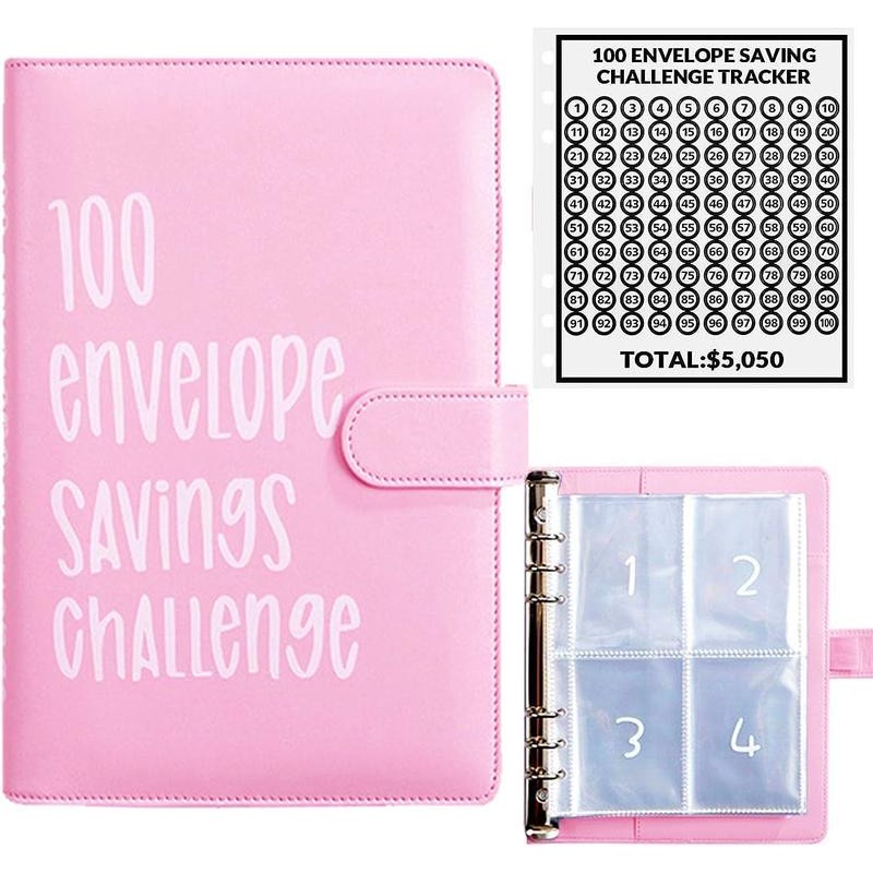 100 Envelope Challenge Binder，Envelopes Money Saving Challenge，Savings Money Challenge Book