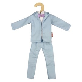 Heless Time2Shine 8621 - Smoking Azzurro con Papillon Viola, Giacca, Camicia Bianca e Pantaloni da Completo, per Bambole di Moda da 29 cm