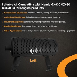 Engine Muffler, Suitable all Compatible with Honda GX630 GX660 GX670 GX690 Engine Equipment Right Silencer. Lawmower, Branch Crusher, Snow Blower, Water Pump and Generators
