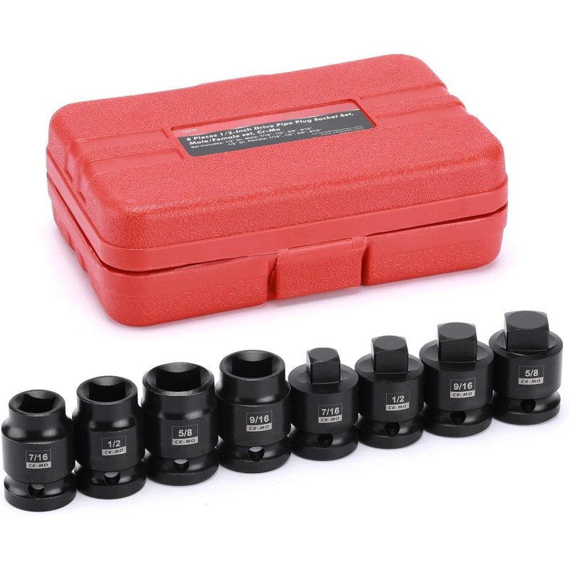 Focus tool 8PCS 1/2-Inch Drive Pipe Plug Socket Set Cr-Mo