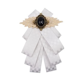 white bow tie brooch neck tie women man jabot collar brooch pins fashion wedding accessories necklace necktie Elegant Costume Jewelry for shirt (white net)