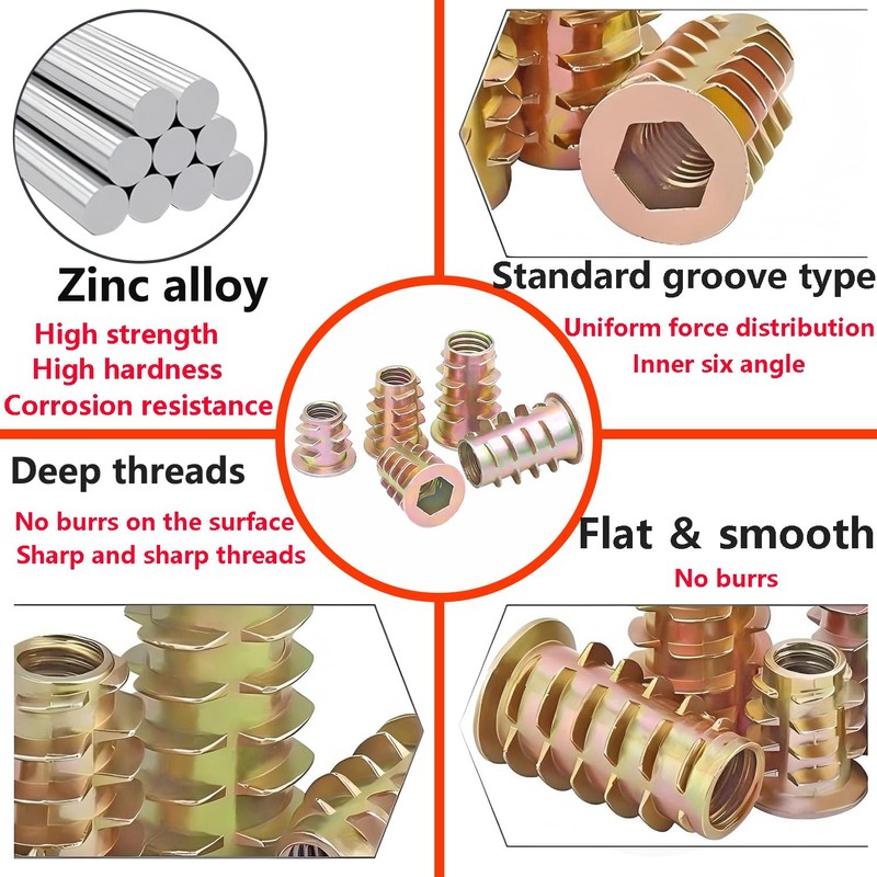 Qrity 20 Pcs Hex Socket Screw-in Nuts Fastener M10x20mm, Zinc