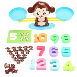 Digital Game Board Game Enlightenment Balance Scale Monkey Toy Children Educational GiftBrown