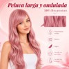 Pelucas Rosa Onduladas y Rizadas para Mujeres